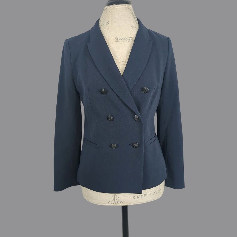 LOFT Navy Double-Breasted Blazer